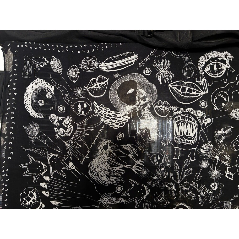 Phi Sheer Scarf Black Surrealist Horror Dark Art Print Oversize Goth Wrap 48x46 - Picture 2 of 10